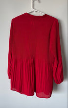 Load image into Gallery viewer, Alfani Womens Red Pleated Long Sleeve Button Front Tunic Blouse Top No Size