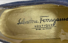 Load image into Gallery viewer, Authentic Salvatore Ferragamo Womens Blue Denim Oxford Shoes Size 7.5 2A Damaged