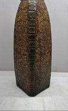 Load image into Gallery viewer, Lot Of 2 Pieces Assorted Metallic Brown Embossed Floral Decorative Floor Vases