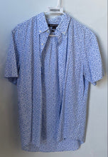 Load image into Gallery viewer, Michael Kors Mens White Blue Floral Print Slim Fit Button-Up Shirt Size Large