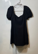 Load image into Gallery viewer, Zara Womens Black Short Puff Sleeve Square Neck Tie-Back Mini Dress Size Medium