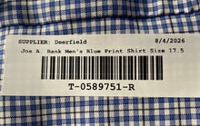 Load image into Gallery viewer, Jos. A. Bank Mens Blue Plaid Print Cotton Long Sleeve Dress Shirt Size 17.5