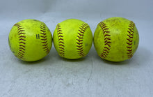 Load image into Gallery viewer, Lot Of 3 Pieces Rawlings Yellow Leather Fastpitch Practice Softball Balls