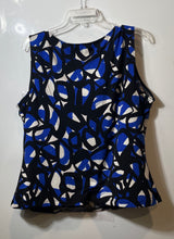 Load image into Gallery viewer, Calvin Klein Womens Blue Black Geometric Sleeveless Cowl Neck Blouse Top Size 1X