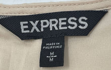 Load image into Gallery viewer, Express Womens Beige Black Short Sleeve Back-Zip Blouse Top Size Medium