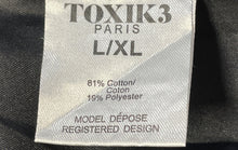 Load image into Gallery viewer, Toxik3 Paris Womens Black Long Sleeve Button Front Cropped Denim Jacket Sz L/XL