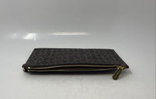 Load image into Gallery viewer, Michael Kors Womens Brown Flora Perforated Credit Card Wristlet Purse