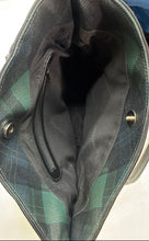 Load image into Gallery viewer, Capezio Womens Black Dark Green Plaid Leather Double Handle Shoulder Tote Bag