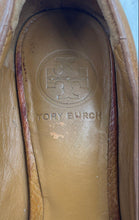 Load image into Gallery viewer, Authentic Tory Burch Womens Leticia Brown Peep Toe Pump Heels Size 8.5M Damaged