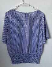 Load image into Gallery viewer, Michael Kors Womens Blue White Geometric Print Smocked Blouse Top Size S