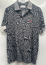 Load image into Gallery viewer, CXL By Christian Lacroix Mens Gray & Black Abstract Print Cotton Polo Shirt Sz L