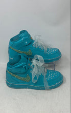 Load image into Gallery viewer, Nike Kids Air Force 1 Mid Aqua Blue Leather Lace-Up Sneaker Shoes Size 5.5Y