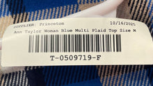 Load image into Gallery viewer, Ann Taylor Womens Blue Multi Plaid Short Sleeve Blouse Top Size Medium