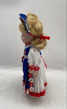Load image into Gallery viewer, Blonde Hair Decorative Porcelain Doll With Blue White Traditional Outfit