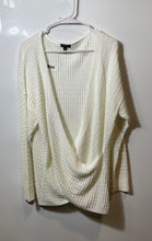 Load image into Gallery viewer, Express Womens White Waffle-Knit Surplice V-Neck Crossover Pullover Sweater XL