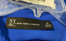 Load image into Gallery viewer, New York Company Womens Blue Sleeveless Button Front Ruffle Hem Blouse Top Sz XS