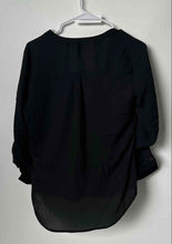 Load image into Gallery viewer, Express Womens Black Long Roll Tab Sleeve V-Neck Popover Blouse Top Size XS
