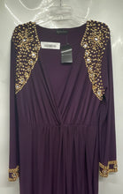 Load image into Gallery viewer, Kaftan Citra Womens Purple Long Sleeve V-Neck Beaded Maxi Dress No Size With Tag
