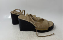 Load image into Gallery viewer, Zara Womens Beige Suede Studded Wedge Heel Ankle Strap Sandals Size EUR 40