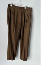 Load image into Gallery viewer, Santorelli Mens Khaki Luxury Serge Pleated Front Straight Leg Dress Pants Sz 36