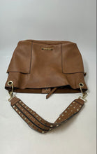 Load image into Gallery viewer, Steve Madden Womens Brown Gold-Tone Leather Inner Pockets Shoulder Handbag