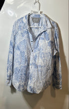 Load image into Gallery viewer, Calvin Klein Mens Blue White Printed Cotton Long Sleeve Button-Up Shirt Size XL