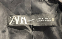 Load image into Gallery viewer, Zara Womens Black Roll-Tab Sleeve Notch Lapel Two-Button Blazer Size Medium