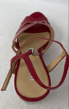Load image into Gallery viewer, Idoré Womens Red Peep Toe Adjustable Strap Platform Heels Size EUR 39