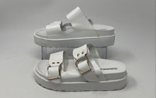 Load image into Gallery viewer, Berness Womens White Double Buckle Slip-On Platform Slide Sandals Size 8