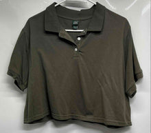Load image into Gallery viewer, Wild Fable Womens Olive Green Short Sleeve Cropped Polo Shirt Size Large