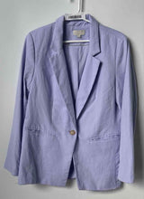 Load image into Gallery viewer, Loft Womens Light Purple Long Sleeve Pockets Notch Lapel One-Button Blazer Sz 10