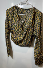 Load image into Gallery viewer, Zara Womens Multicolor Long Sleeve V-Neck Side Zip Cropped Blouse Top Size Small