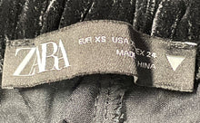 Load image into Gallery viewer, Zara Womens Black Velvet Zipped Pockets Drawstring Waist Jogger Pants Size XS