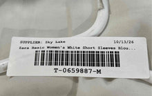 Load image into Gallery viewer, Zara Basic Womens White Eyelet Short Sleeve Round Neck Back-Zip Blouse Top Sz M