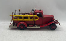 Load image into Gallery viewer, Vintage Red Metal Model Handcrafted Engine Ladder Hose Bell Rustic Fire Truck