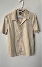 Load image into Gallery viewer, Hugo Boss Mens Beige Short Sleeve Collared Mercerised Button-Up Shirt Size M