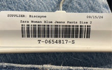 Load image into Gallery viewer, Zara Womens Blue Raw Hem Stretch Denim Straight Leg Jeans Pants Size 2