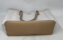Load image into Gallery viewer, Guess Los Angeles Womens Beige And White Logo Print Leather Tote Handbag