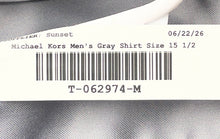 Load image into Gallery viewer, Michael Kors Mens Gray Long Sleeve Collared Dress Shirt Size 15 1/2