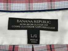 Load image into Gallery viewer, Banana Republic Mens White Red Plaid Cotton Classic Fit Button Up Shirt Size L/G