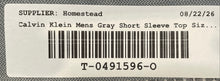 Load image into Gallery viewer, Calvin Klein Mens Gray Striped Cotton Short Sleeve Button-Up Shirt Size M