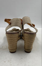 Load image into Gallery viewer, Authentic Tory Burch Womens Macy Beige Wedge Espadrille Sandals Sz 10.5B Stained