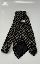 Load image into Gallery viewer, Giorgio Armani Mens Black Beige Diamond Grid Print Adjustable Pointed Tie