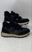 Load image into Gallery viewer, Lonza Mens Bimberi Black Leather Round Toe Hook & Loop Sneaker Shoes Size 7