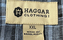 Load image into Gallery viewer, Haggar Mens Blue Plaid Short Sleeve Collared Button-Up Shirt Size XXL