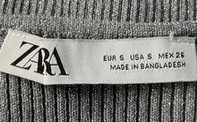 Load image into Gallery viewer, Zara Womens Gray Ribbed Shimmer Sleeveless Stretch Tank Top Size Small