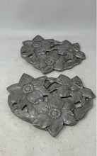 Load image into Gallery viewer, Lot Of 2 Pieces Assorted Silver-Tone Flowers Pewter Decorative Trinket Dishes