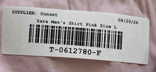 Load image into Gallery viewer, Zara Mens Pink Super Slim Fit Long Sleeve Collared Button-Up Shirt Size Large