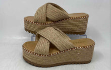 Load image into Gallery viewer, Soda Womens Beige Open Toe Slip-On Wedge Heel Platform Espadrille Sandals