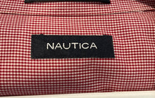Load image into Gallery viewer, Nautica Mens Red Gingham Print Cotton Collared Long Sleeve Dress Shirt Size 17.5